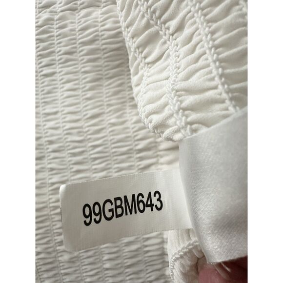 Gianni Bini Blouse Size XL Ivory Delia Smocked V-Neck Cropped Peasant Boho Style - Picture 8 of 9